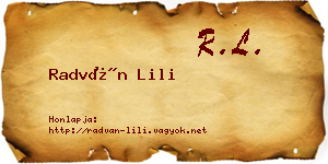 Radván Lili névjegykártya